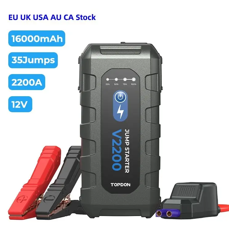 Topdon V2200 2200a Piek 12V 16000Mah Draagbare Nood Jump Pack Kit Auto Accu Booster Power Bank Auto Truck Auto Jump Starter