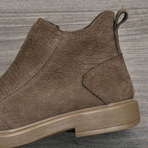 Mid-Calf Chukka Boot Men Genuine Leather <b>Round</b> <b>Toe</b> Flat <b>Heel</b> Anti-Slippery Rubber Outsole Solid Style Comfortable Fit - Product Image 2