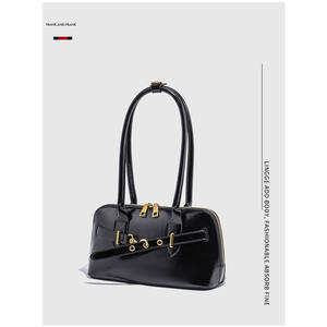 Nouveauté Sac à bandoulière pour femme de style rétro haut de gamme, imperméable, en PU, avec fermeture éclair, motif géométrique, doublure en polyester - Product Image 1