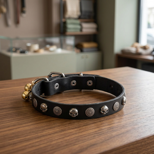 Collier pour chien en cuir véritable de qualité supérieure, best-seller, avec rivets et design Concho, accessoires de mode pour animaux de compagnie à prix de gros - Product Image 2