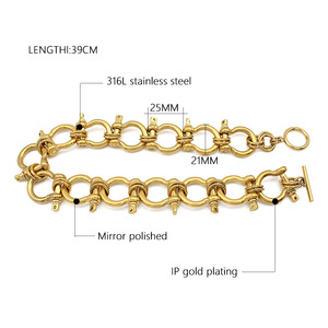 <span class=keywords><strong>Collana</strong></span> pendente con fibbia a <span class=keywords><strong>ferro</strong></span> <span class=keywords><strong>di</strong></span> <span class=keywords><strong>cavallo</strong></span> Vintage in oro Vermeil 18K in acciaio inossidabile nodo a croce spessa - Product Image 2
