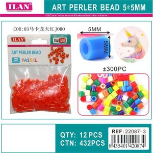 Perline Art Perler ILAN 5x5mm Rosso Pastello per Creazione di Gioielli Fai-da-Te - Product Image 1