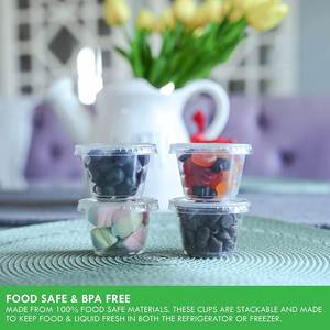 Contenant à sauce jetable, mini gobelet en PP avec couvercle, gobelets en plastique personnalisés, plusieurs tailles, grossiste - Product Image 2