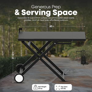 Jh-mech ăn giỏ hàng bảng cho ngoài trời kim loại bàn làm việc di chuyển Prep giỏ hàng không thịt nướng kim loại nướng xe với bánh xe - Product Image 2