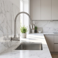 Robinet mural moderne en acier inoxydable 304 brossé, à eau froide, 2 modes, pivotant, pour évier de cuisine et lavabo, accessoires de cuisine
