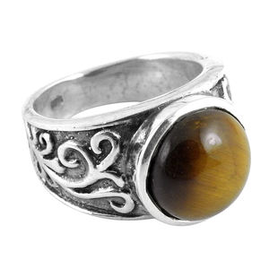 Women's Fine Jewelry Solid 925 Sterling Silver <b>Statement</b> <b>Ring</b> Natural Tiger Eye Oval Cut Bezel Set Gemstone <b>Rings</b> Fine Jewelry - Product Image 2