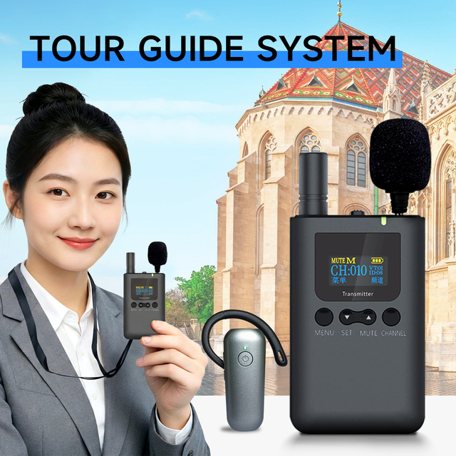 999 Channels Wireless Tour Guide System 15+ Hours Working Time Audio Transmitter Receiver for Multiple Groups
