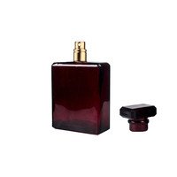 Flacon de parfum en verre rechargeable rectangulaire noir mat 50 ml 100 ml 3,4 oz avec bouchon supérieur en acrylique