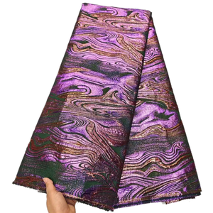 2024 haute qualité africain brocart Jacquard dentelle tissu 5Yards <span class=keywords><strong>Net</strong></span> français <span class=keywords><strong>dorure</strong></span> strass pour robe de mariée décoration - Product Image 3