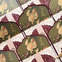 Cartes de vœux découpées et gaufrées, cartes d'invitation de mariage avec pompons, papier couché rouge, logo personnalisé, impression offset, marquage à chaud
