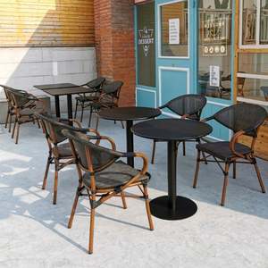 Conjunto de Sillas para Terraza de Restaurante, Sillas de Bistró Francesas, Muebles de Exterior Ecológicos de Aluminio, Silla de Ratán para Jardín - Product Image 3