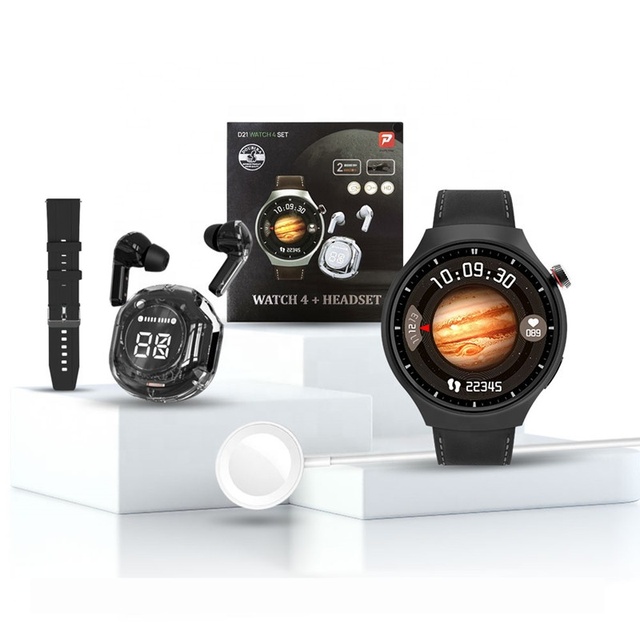 Smart ultra Watch D21 Round Shape Screen Dial Luxury Smartwatch Smart Wrist Relojes Sport Phone Watch with Earbuds for Men Women