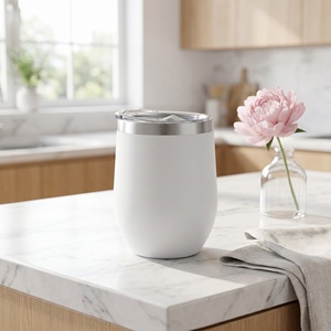 Gobelet à vin isotherme en acier inoxydable de 12 oz avec logo personnalisé, revêtement en poudre, forme d'œuf, tasse thermique, mug à café avec couvercle - Product Image 5