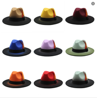 Hombres Mujeres Ala Ancha Lana Fieltro Panamá Gradiente Vaquero Gorra Pluma Jazz Sombrero Retro