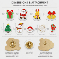 Épingles personnalisées en émail dur, badges métalliques de Noël, sapin, Père Noël, flocon de neige, cloche, renne, épingles de revers pour les fêtes de fin d'année, souvenirs de fête