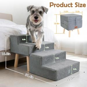 Pet Stairs Luxury Breathable for Small <b>Dogs</b> & Senior Cats to Get on the <b>Bed</b> Three-Step Low-Rise Step Ladder Dual-Use Design - Product Image 4