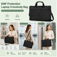 Sac à bandoulière pour ordinateur portable grande capacité avec doublure en tissu de blindage cuivre-nickel, protection anti-hack et anti-ondes électromagnétiques
