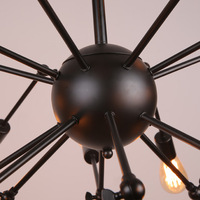 Prix pas cher Loft lustre industriel E27 fer métal noir starburst spoutnik suspension