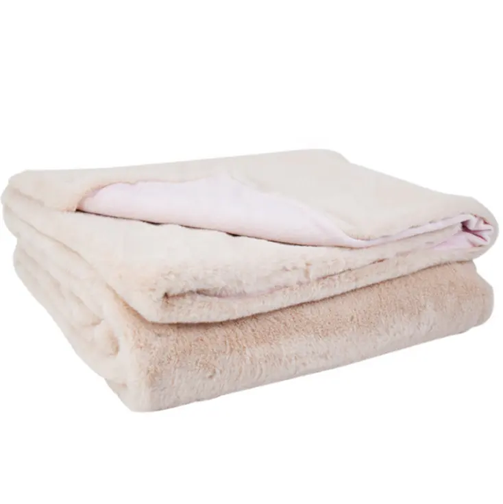 Faux Fur Throw Blanketニットソフトフェイクラ無地毛布