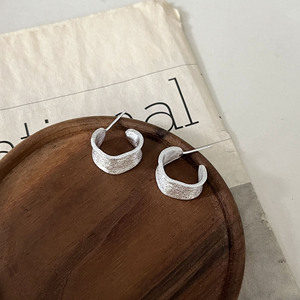 Silver Ruitai S925 Sterling Silver C-Shaped <b>Cuff</b> <b>Earrings</b> Matte Finish For Women Everyday Wear Geometric Design - Product Image 1