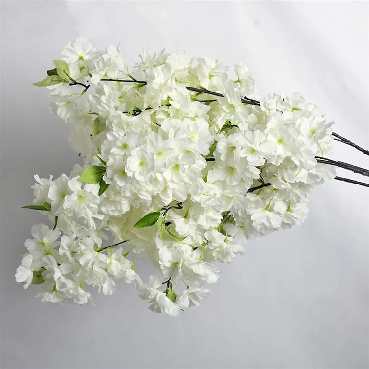 QSLH-SY0319 أوراق أزهار الكرز الاصطناعية فروع أزهار الكرز لزينة الزفاف
