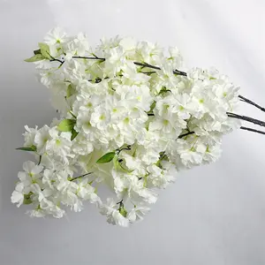 Qslh-sy0319 toptan yapay çiçek kiraz çiçeği çiçek düğün dekorasyon için yapay kiraz çiçeği dalları bırakır