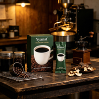 Extrait de plantes de champignons naturels, café noir, 20 sachets, boîte en papier vert foncé, 100% Arabica, poudre de café crue, boisson