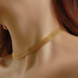 สแตนเลสทองทอโซ่สร้อยคอกว้างวงเค้นคอทอง,วินเทจตาข่ายโซ่ <span class=keywords><strong>Choker</strong></span> - Product Image 6
