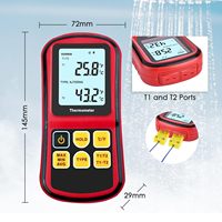 Thermomètre à thermocouple 2 canaux type K/J/T/E/R/S/N |   Testeur de température avec 2 sondes métalliques et 2 sondes filaires pour l'industrie et le laboratoire