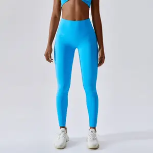 Pantaloni da Yoga hip lift running pantaloni da fitness ad asciugatura rapida pantaloni sportivi attillati a vita alta color caramella