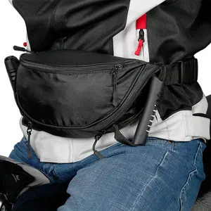 Schwarze tragbare Hüft-Umhängetasche im Dumpling-Stil mit Griff und Motorrad-Rückgurt für Fahrer - Product Image 6