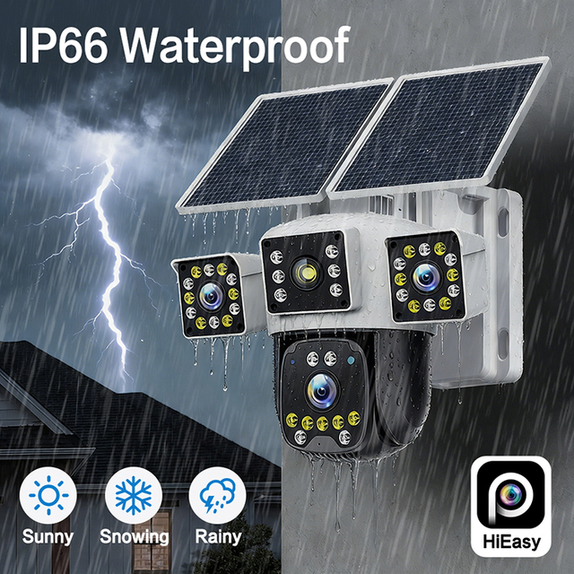 4G Solar Camera Outdoor 3 Lens 3 Screen PTZ CCTV AOV 24/7 Continuous Recording Wireless AI Motion Security Camera
