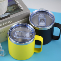 Tasse à eau personnalisée OEM avec couvercle et poignée Mini tasse à café portable de 12oz isolée sous vide à double paroi