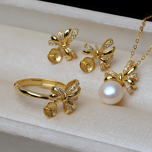 Collar con Colgante de Plata S925 para Mujer, Juego de Perlas de Cabello Fetal de 7-9 mm, Soportes Vacíos, Accesorios de Joyería de Moda - Product Image 1