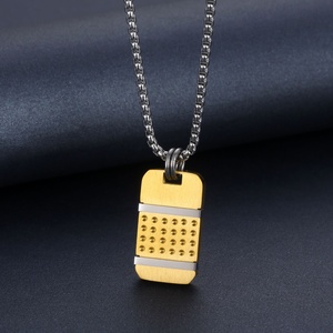 Collier pendentif carré pour homme en acier inoxydable, style punk, avec chaîne maille vénitienne, bijoux XR, pour usage quotidien - Product Image 6