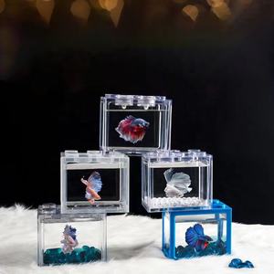 Petit réservoir d'eau transparent en plastique acrylique réservoir de poissons rouges mini tortue <span class=keywords><strong>poisson</strong></span> crevette aquarium aquarium aquarium - Product Image 1