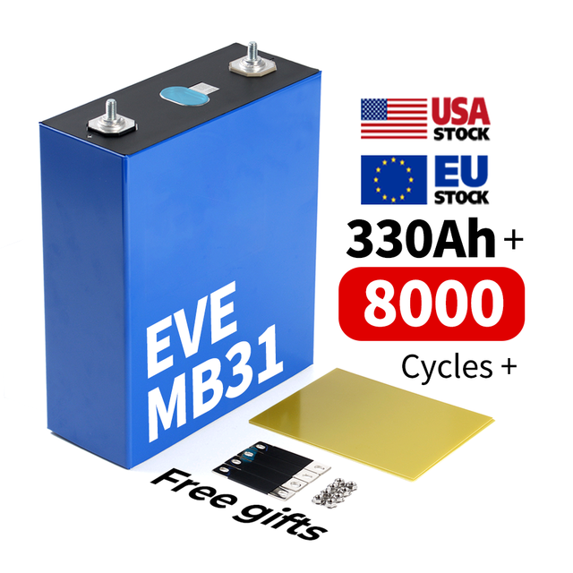 Docan Houston Stock EVE MB31 LFP 314Ah Lifepo4 3.2V Battery Actual Capacity Over 330AH+ DDP Shipping Battery