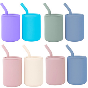 Kids Infants Kids 210ml Silicone Training <b>Cup</b> <b>Straw</b> <b>Cup</b> With Lid Food-grade Unbreakable Drinking <b>Cup</b> For Toddlers - Product Image 5