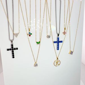 Collana <span class=keywords><strong>con</strong></span> Ciondolo a <span class=keywords><strong>Croce</strong></span> e Catena a Scatola in Stile Hip-Hop <span class=keywords><strong>con</strong></span> Zirconi Colorati Scintillanti in Acciaio Inossidabile Gioielli Religiosi <span class=keywords><strong>con</strong></span> Pietra di Diamante - Product Image 5