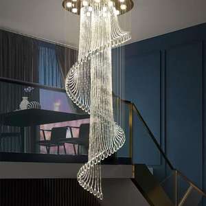 long drop hotel Pendant <b>Lights</b> spiral Duplex Building Staircase foyer long <b>crystal</b> <b>chandelier</b> modern - Product Image 1