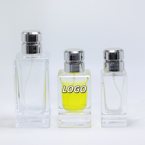 Botellas de Perfume de Vidrio Transparente de Alta Calidad de 50 ml, Botella de Perfume Vacía de Vidrio Transparente de 50 ml con Tapa Plateada - Product Image 1