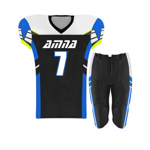 Maillot de Football américain dernière conception, vêtements de sport, couleur bleue, Kit d'uniformes de Football à manches courtes - Product Image 4