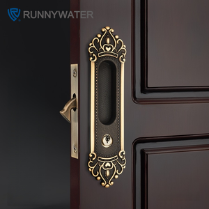 Juego de Cerradura para Puerta Corredera de Latón Macizo en Oferta, Cerraduras y Manijas de Oro Real Antiguo para Puertas de Madera - Product Image 3