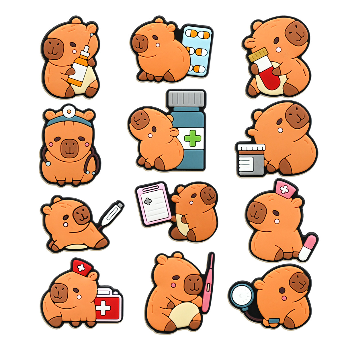 Симпатичные Мультяшные шармы для обуви Capybara, ПВХ, мягкие резиновые аксессуары для рукоятки с пряжками, украшения для обуви Kapibala