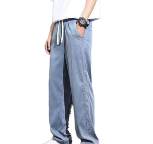 Pantalon Streetwear en Denim Fin, Taille Moyenne, Couleur Unie, Décontracté, Grande Taille, Confortable, Respirant, Séchage Rapide, Nouvelle Collection Été 2025 – Vente en Gros - Product Image 1