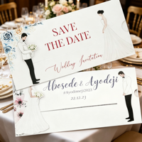 Cartes d'invitation de mariage coulissantes de luxe personnalisables pour la mariée et le marié, impression numérique, motif dessin animé, pochette coulissante imprimée