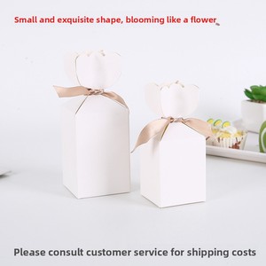 Caja de Regalo de Boda Creativa de Papel Kraft Blanco con Florero en Forma de Cola de Pez y Decoración de Listón para Empaque de Dulces de Boda - Product Image 4