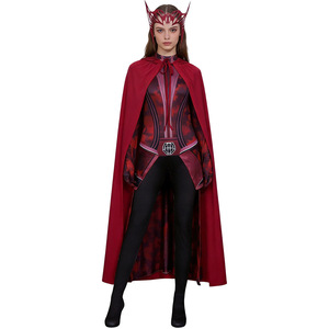 Disfraz de Bruja Escarlata, traje de cuerpo entero color burdeos con capa, traje de juego de rol de WandaVision para Halloween, talla para adultos - Product Image 1