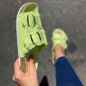 Sandalias de Tacón Inclinado para Mujer, Verano 2026, con Borde Desbastado, Doble Suela de Goma, Transpirables, Antideslizantes, Casuales, para Exteriores - Product Image 5