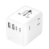 Adaptador de Viaje Internacional Mini 30W Universal, Enchufe Universal para Reino Unido, Estados Unidos, UE y Australia, Todo en Uno, 6A, Carga de Teléfono con USB y Tipo-C